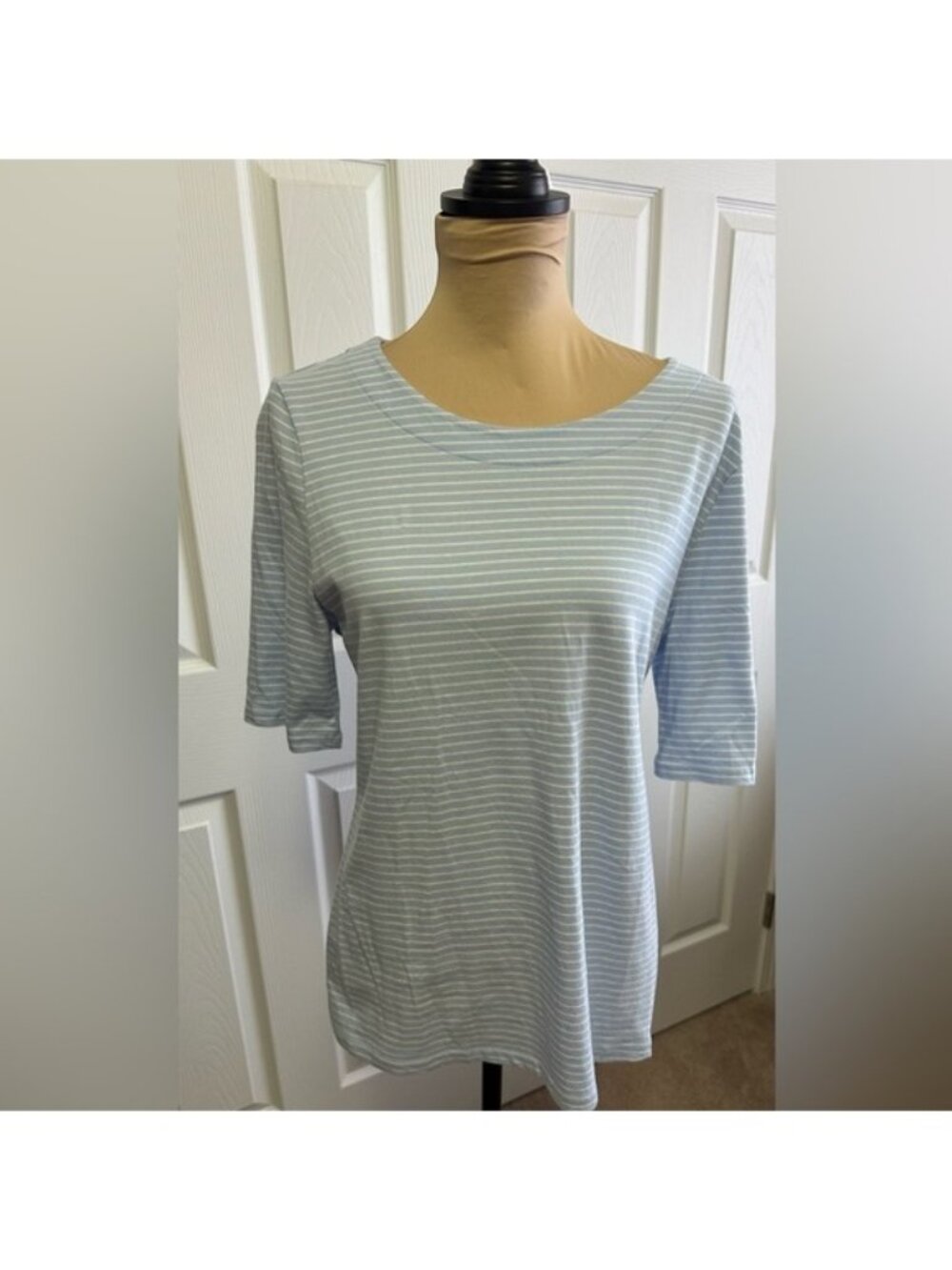 Talbots Light Blue Striped Short Sleeve Tee